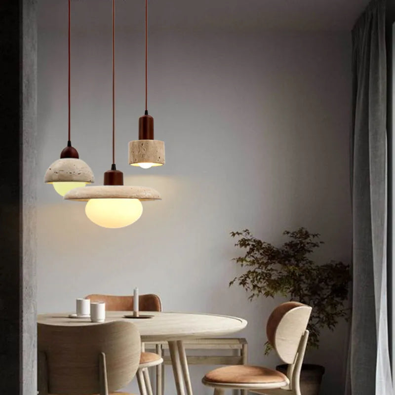 Modern Stone Pendant Light  Wabi Sabi Natural Design - Product example