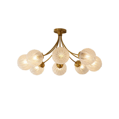 Vintage Glass Ceiling Light  Brass Frame With Textured Globes - Product detail 27