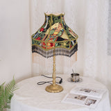 Vintage Table Lamp  Floral Fabric Shade With Beaded Fringe - Product detail 15