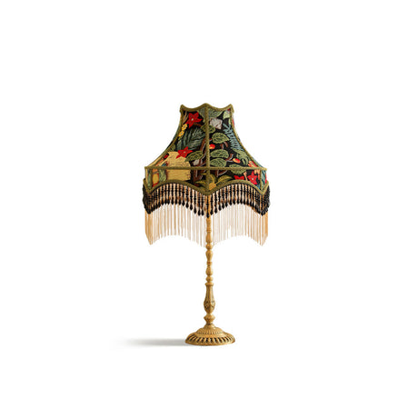 Vintage Table Lamp  Floral Fabric Shade With Beaded Fringe - Product detail 24