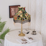 Vintage Table Lamp  Floral Fabric Shade With Beaded Fringe - Product detail 13