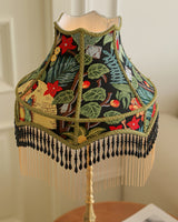 Vintage Table Lamp  Floral Fabric Shade With Beaded Fringe - Product detail 4