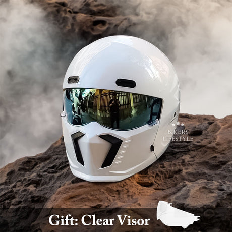 Matte Black Motorcycle Helmet  Retro Full Face Design - Product detail 11