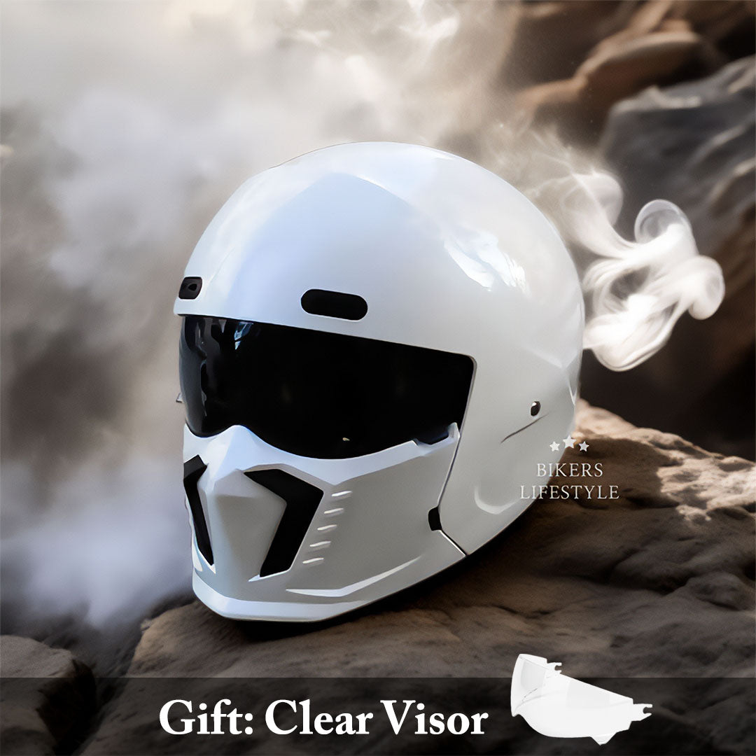 Matte Black Motorcycle Helmet  Retro Full Face Design - Product detail 10