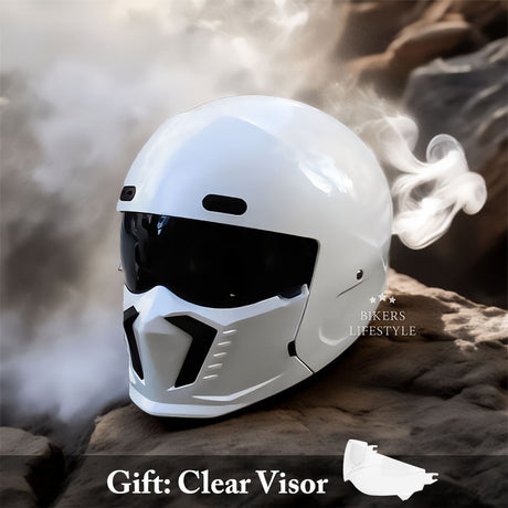 Matte Black Motorcycle Helmet  Retro Full Face Design - Product detail 10
