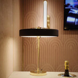 Modern Table Lamp  Green Metal Shade With Brass Accent - Detailed view