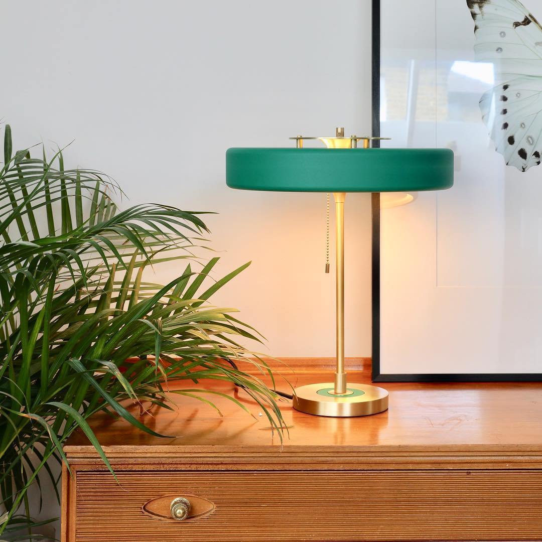 Modern Table Lamp  Green Metal Shade With Brass Accent - Product detail 21
