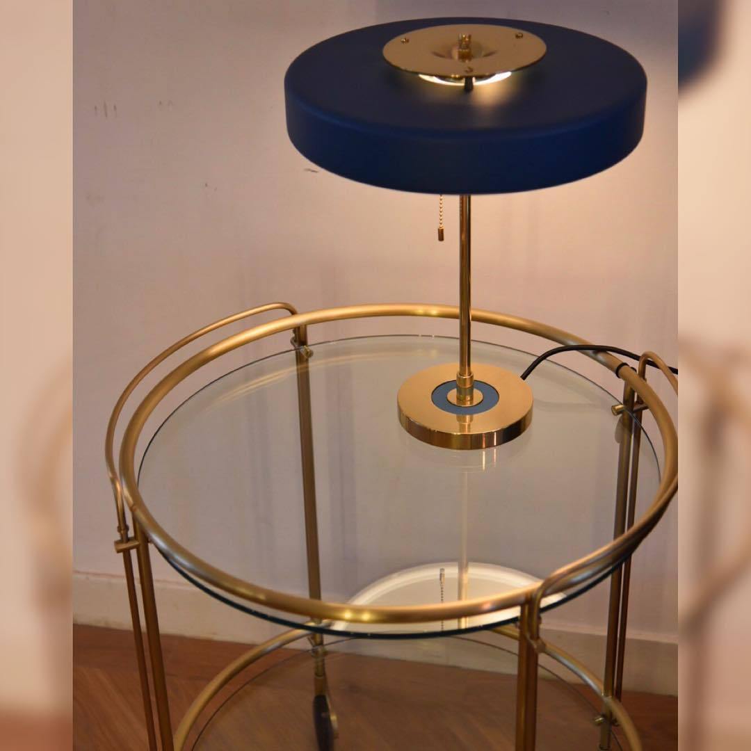 Modern Table Lamp  Green Metal Shade With Brass Accent - Product detail 25