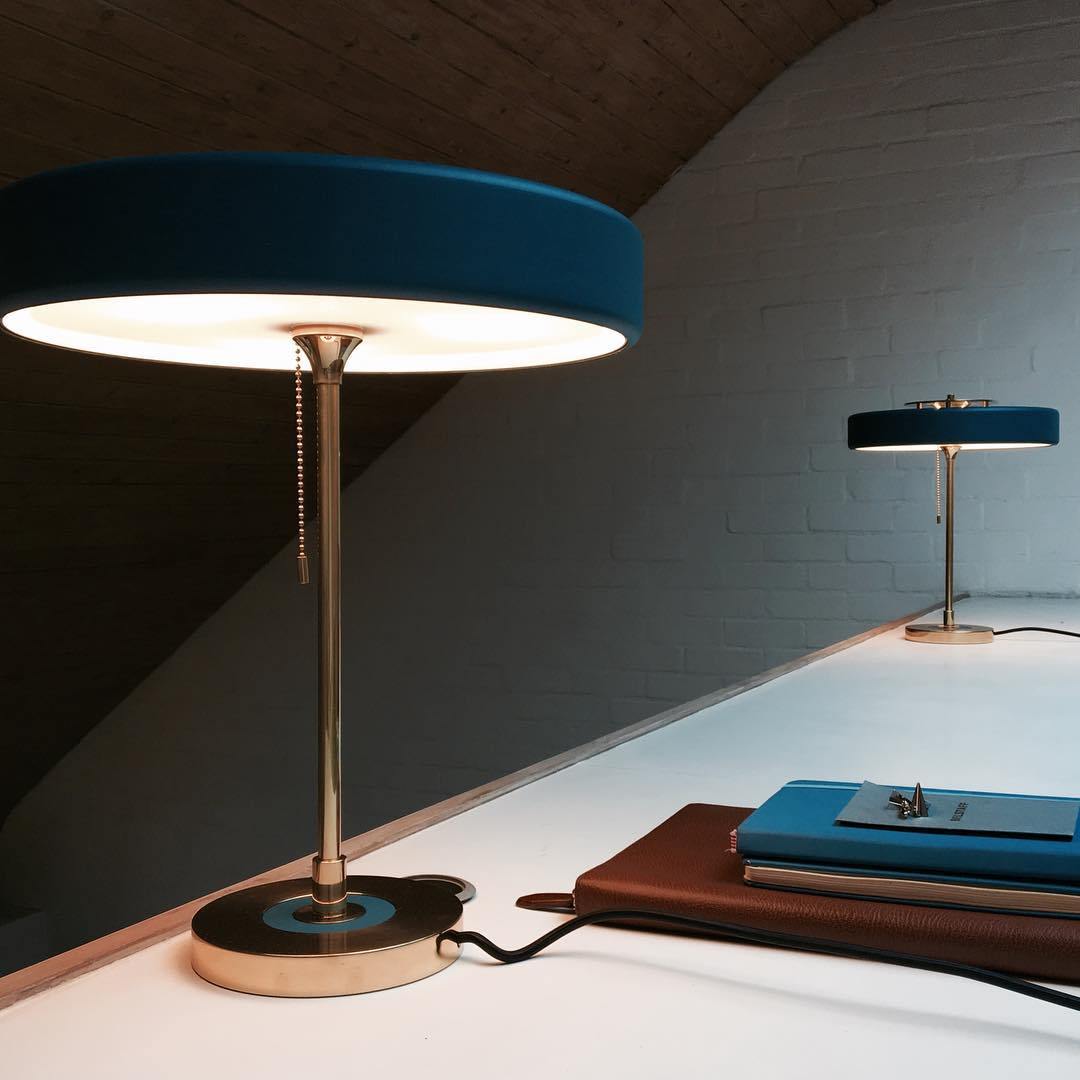 Modern Table Lamp  Green Metal Shade With Brass Accent - Product detail 30