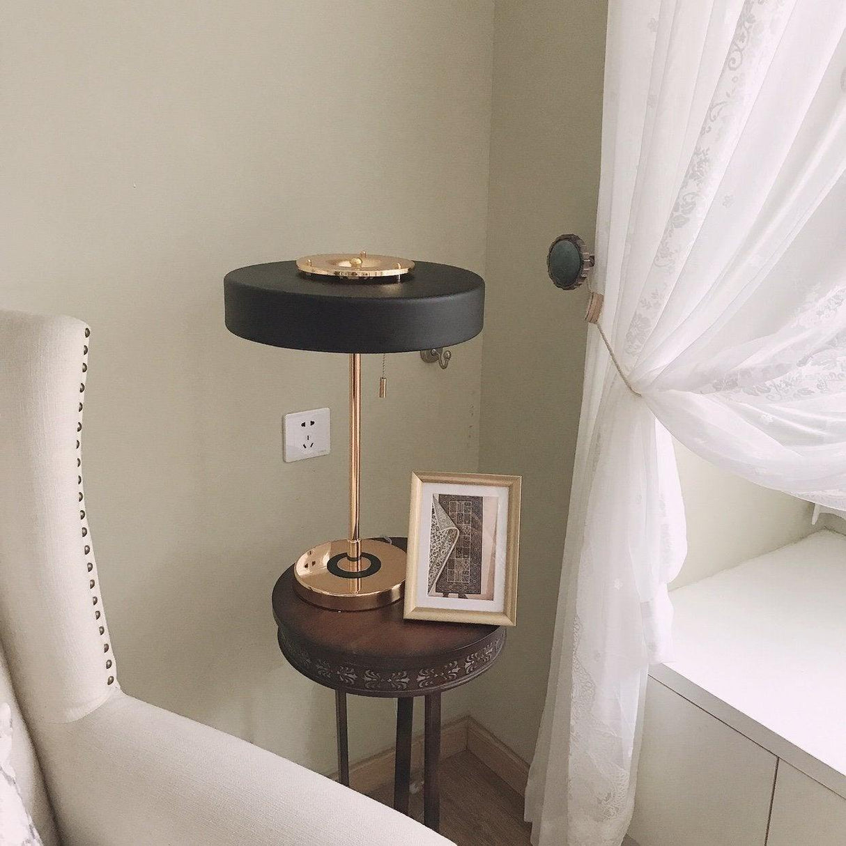 Modern Table Lamp  Green Metal Shade With Brass Accent - Product detail 32