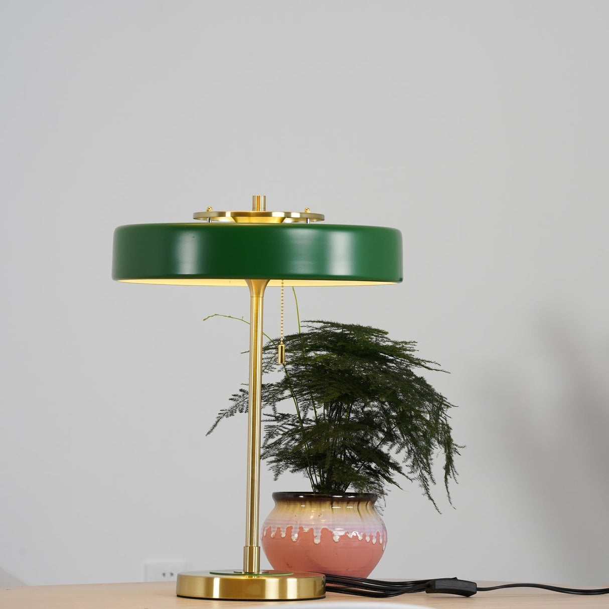 Modern Table Lamp  Green Metal Shade With Brass Accent - Product detail 35