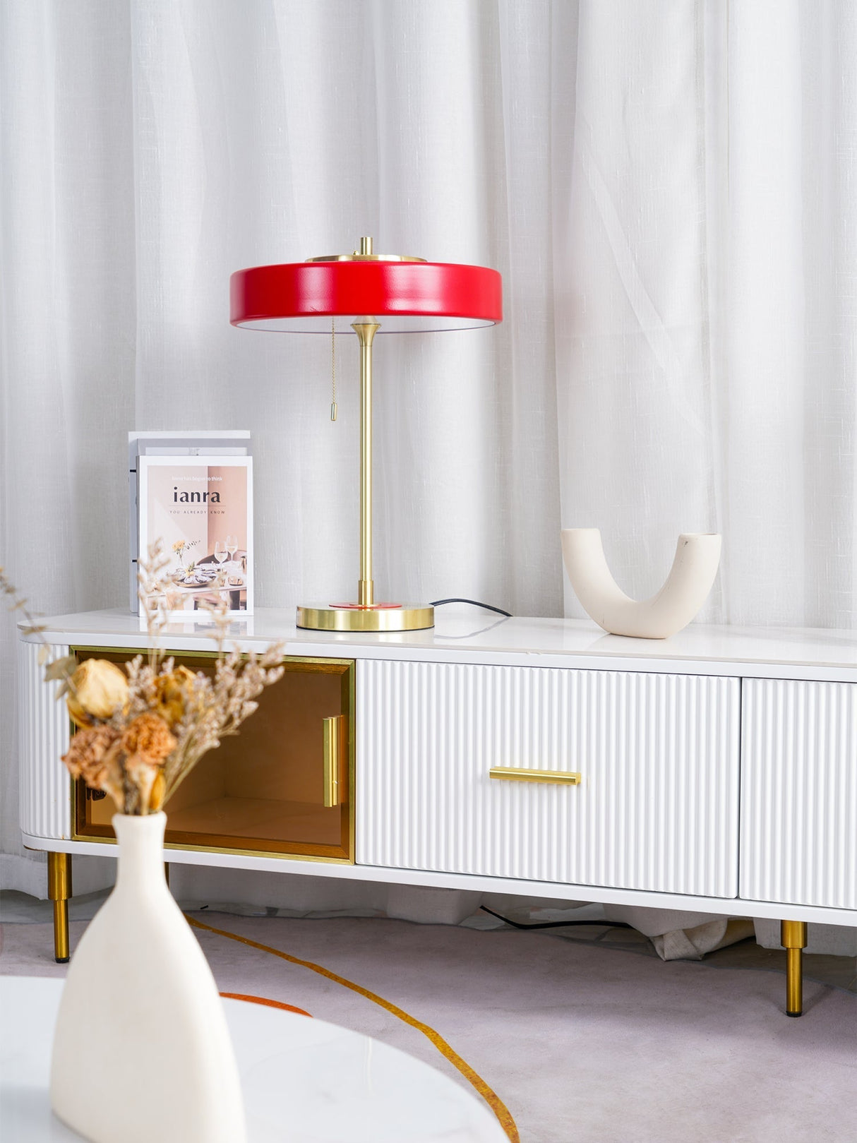 Modern Table Lamp  Green Metal Shade With Brass Accent - Product detail 14