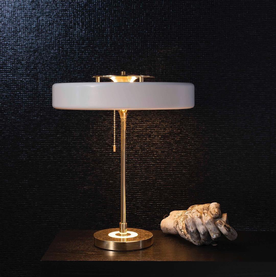Modern Table Lamp  Green Metal Shade With Brass Accent - Product detail 5