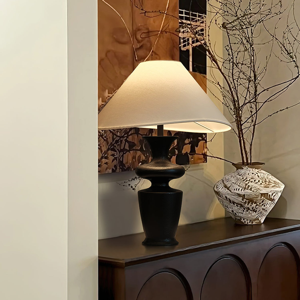 Modern Table Lamp  Black Base White Shade Design - Product detail 8