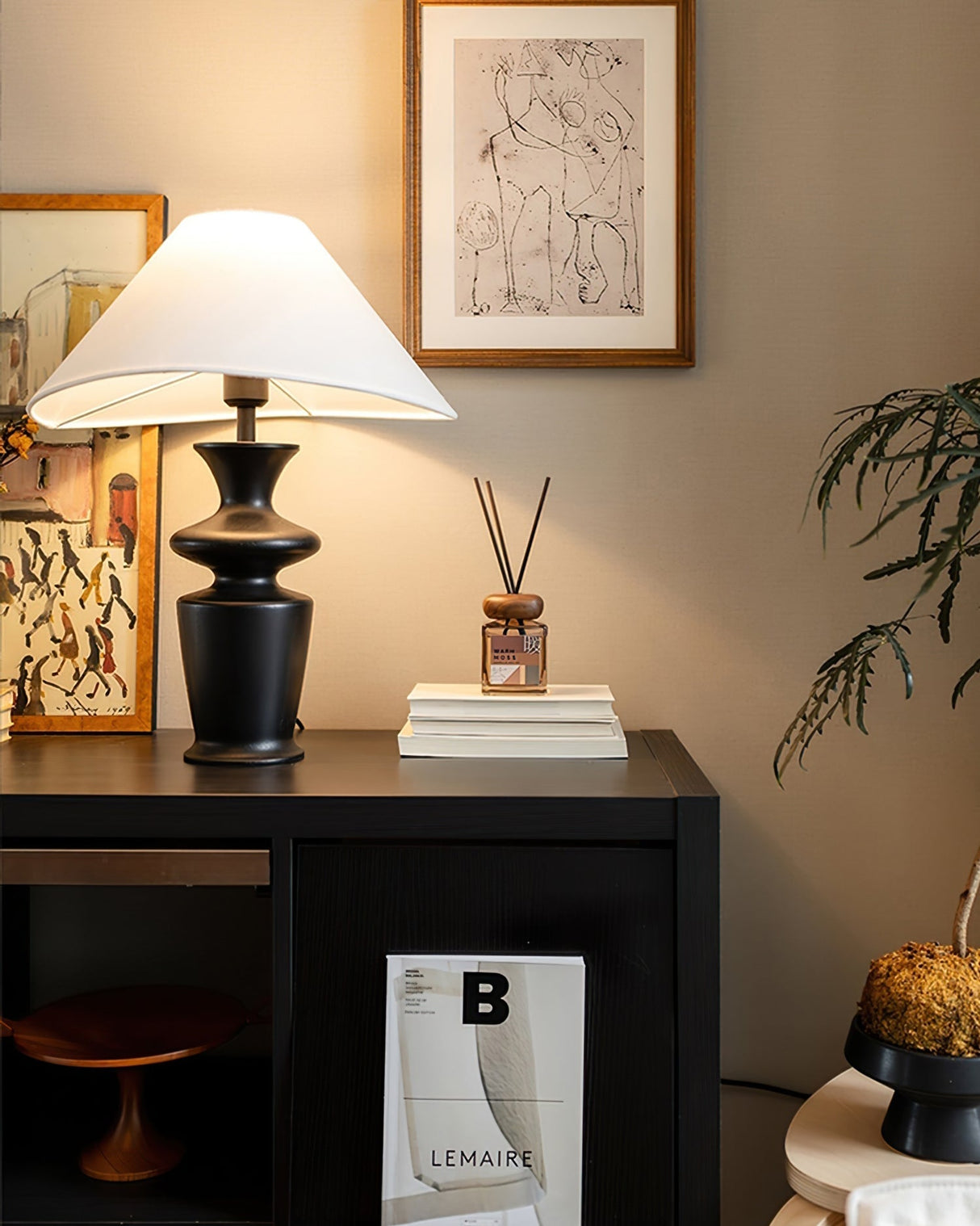 Modern Table Lamp  Black Base White Shade Design - Product detail 7