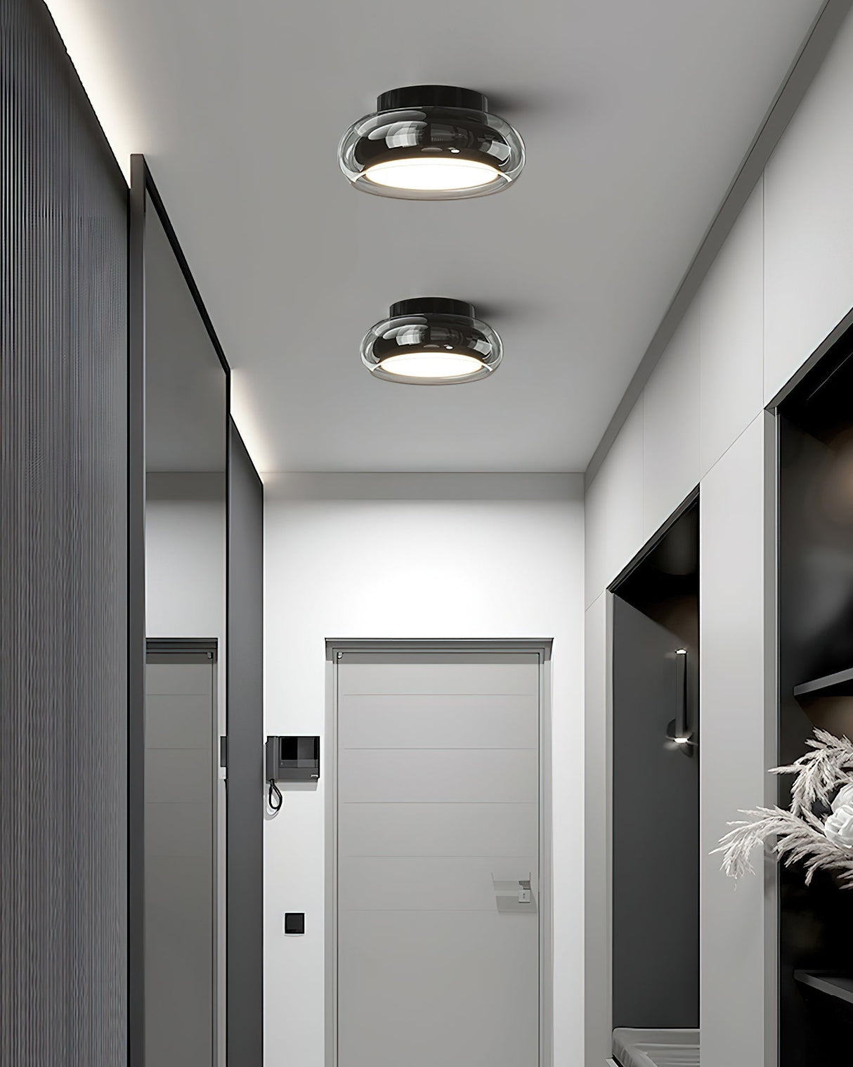 Modern Glass Ceiling Light  Rounded Edge Black Frame - Product detail 5