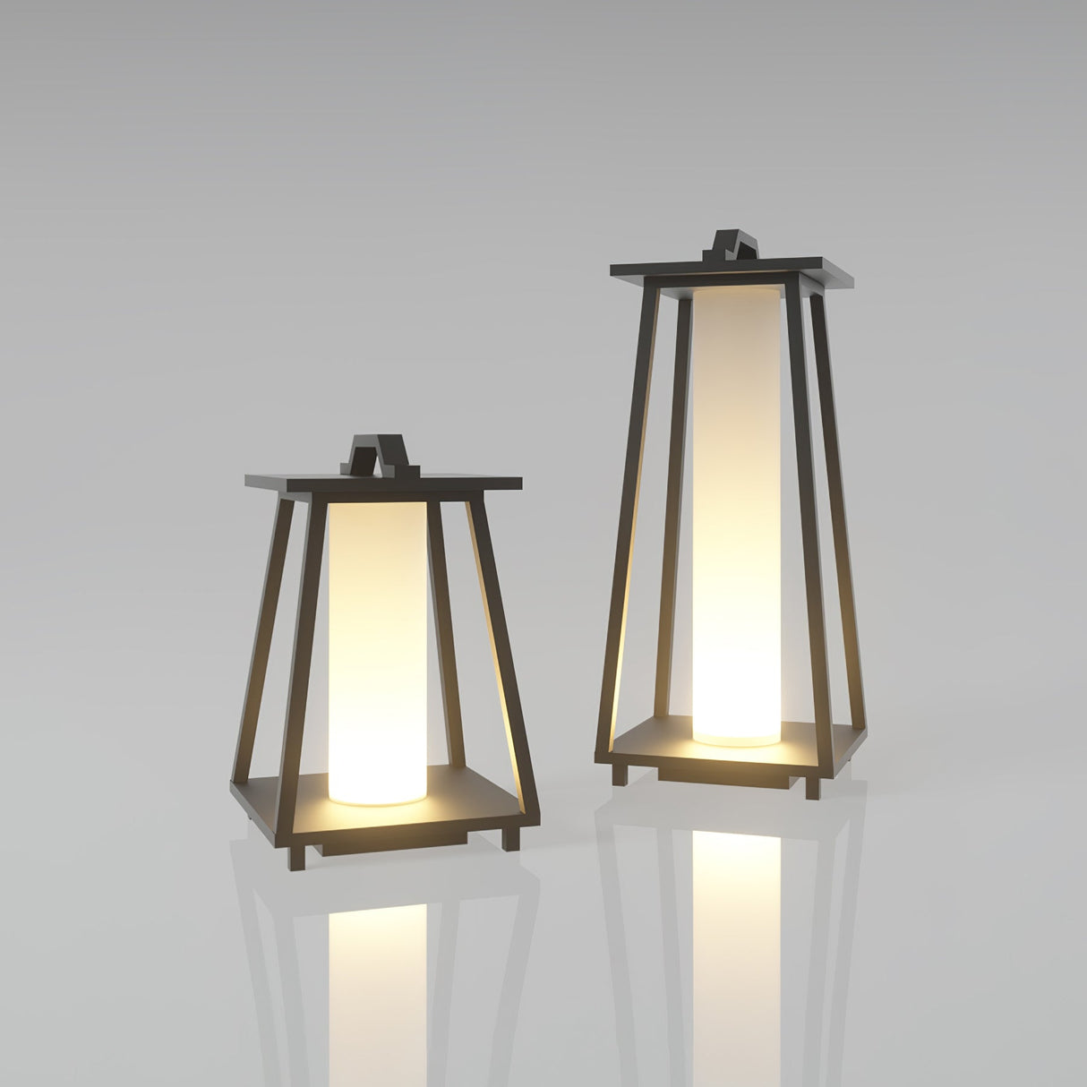 Portable Garden Lantern  Modern Steel Frame with LED Light - Detailed view