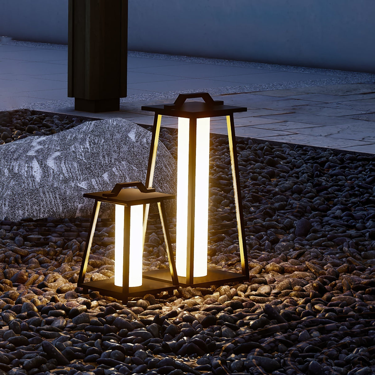 Portable Garden Lantern  Modern Steel Frame with LED Light - Product detail 5