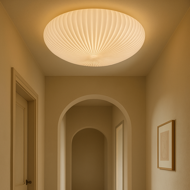 Pleated Ceiling Light  Modern Ribbed Design with Warm LED - Product showcase