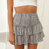 Bohemian Mini Skirt  Pink Paisley Pattern With Built-In Shorts - Product detail 7