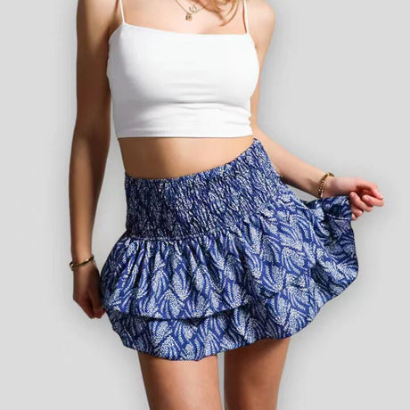 Bohemian Mini Skirt  Pink Paisley Pattern With Built-In Shorts - Product detail 6