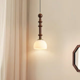 Italian Pendant Light  Wood and Glass Dome Design - Product detail 9