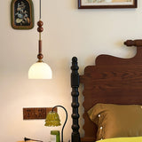 Italian Pendant Light  Wood and Glass Dome Design - Product example