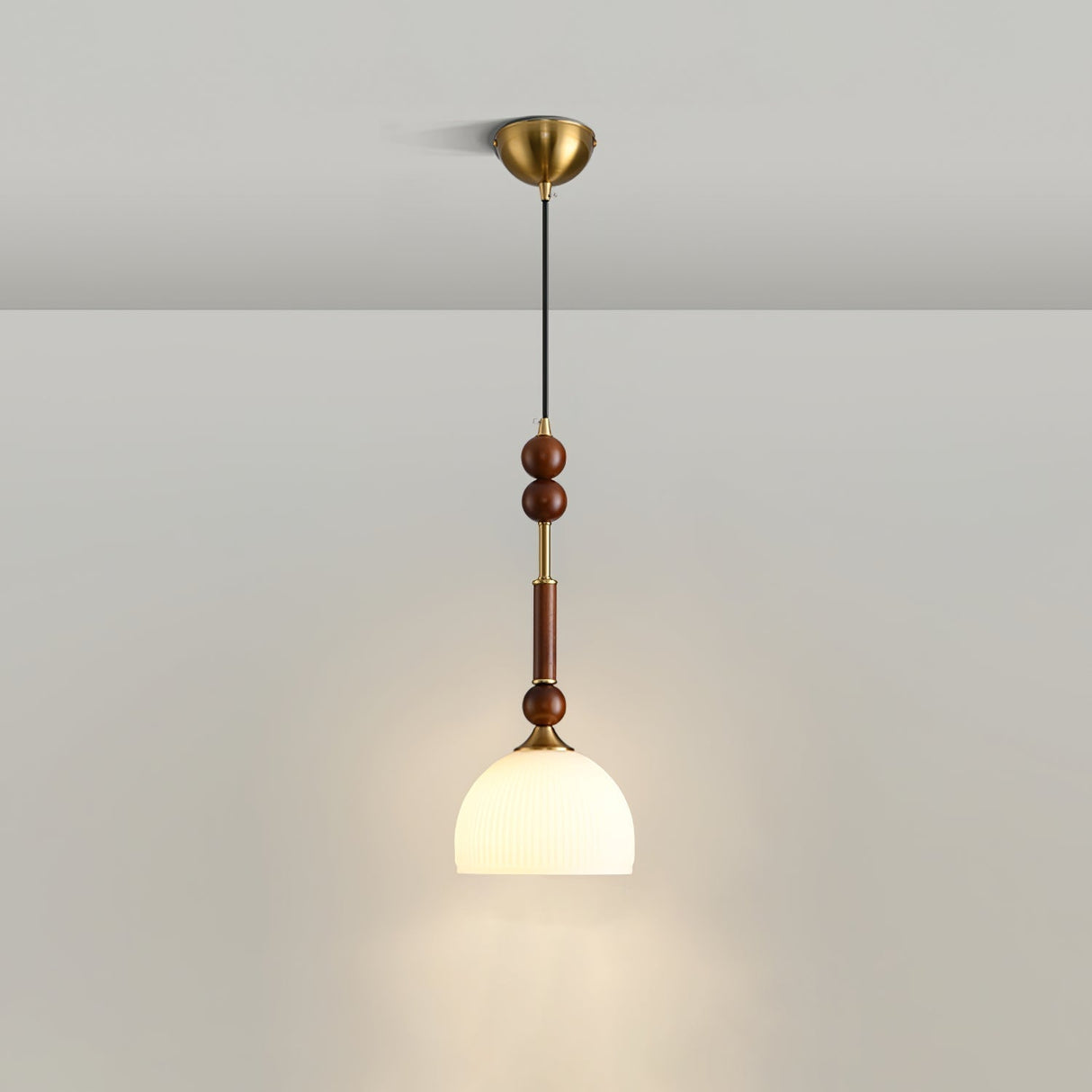 Italian Pendant Light  Wood and Glass Dome Design - Product detail 25