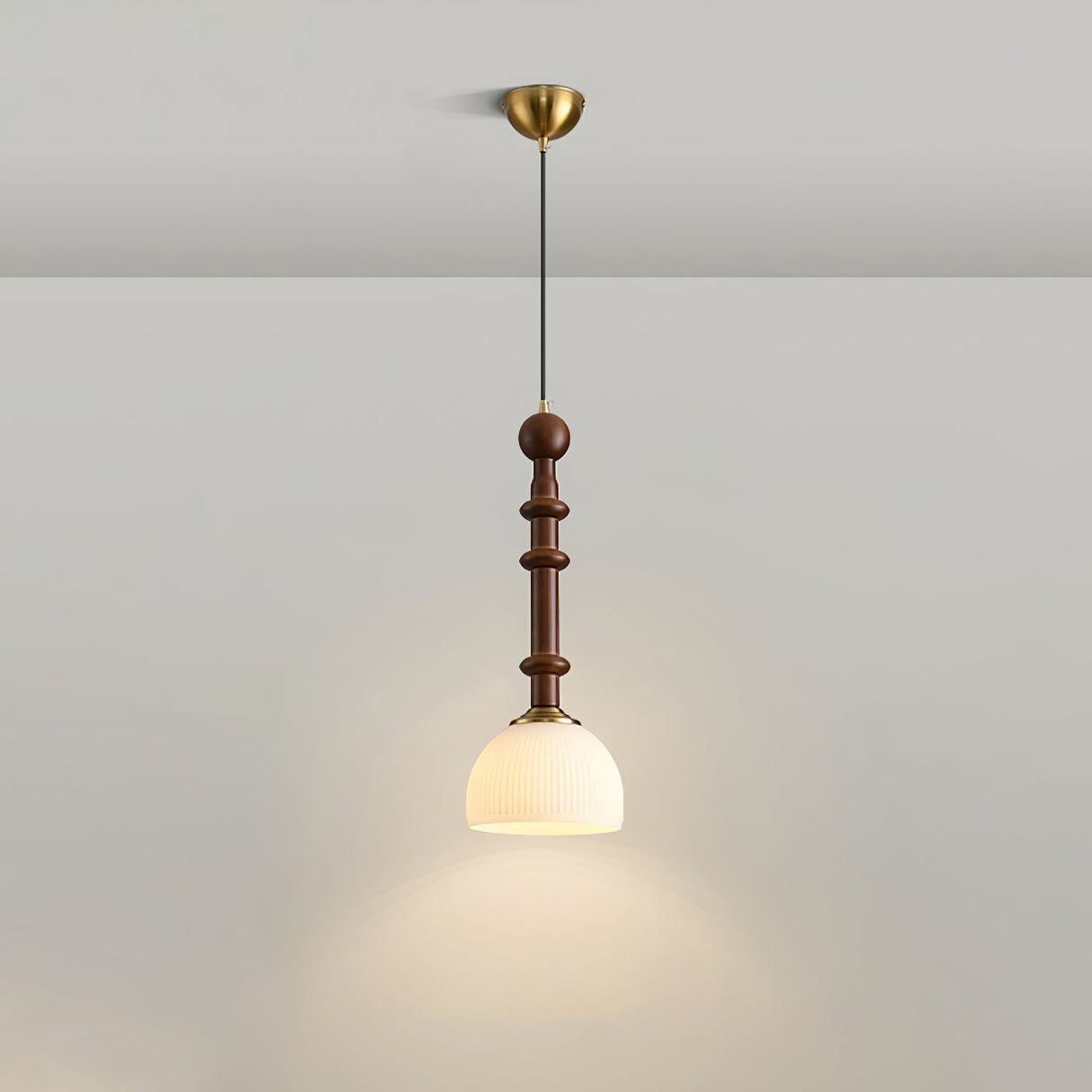 Italian Pendant Light  Wood and Glass Dome Design - Product detail 31