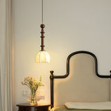 Italian Pendant Light  Wood and Glass Dome Design - Product detail 5