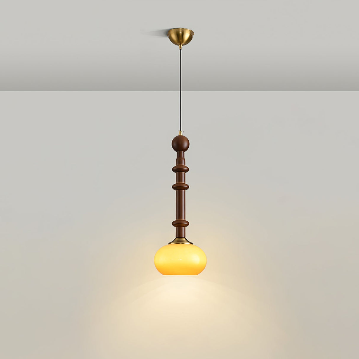 Italian Pendant Light  Wood and Glass Dome Design - Product detail 30