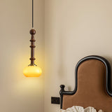 Italian Pendant Light  Wood and Glass Dome Design - Product detail 4