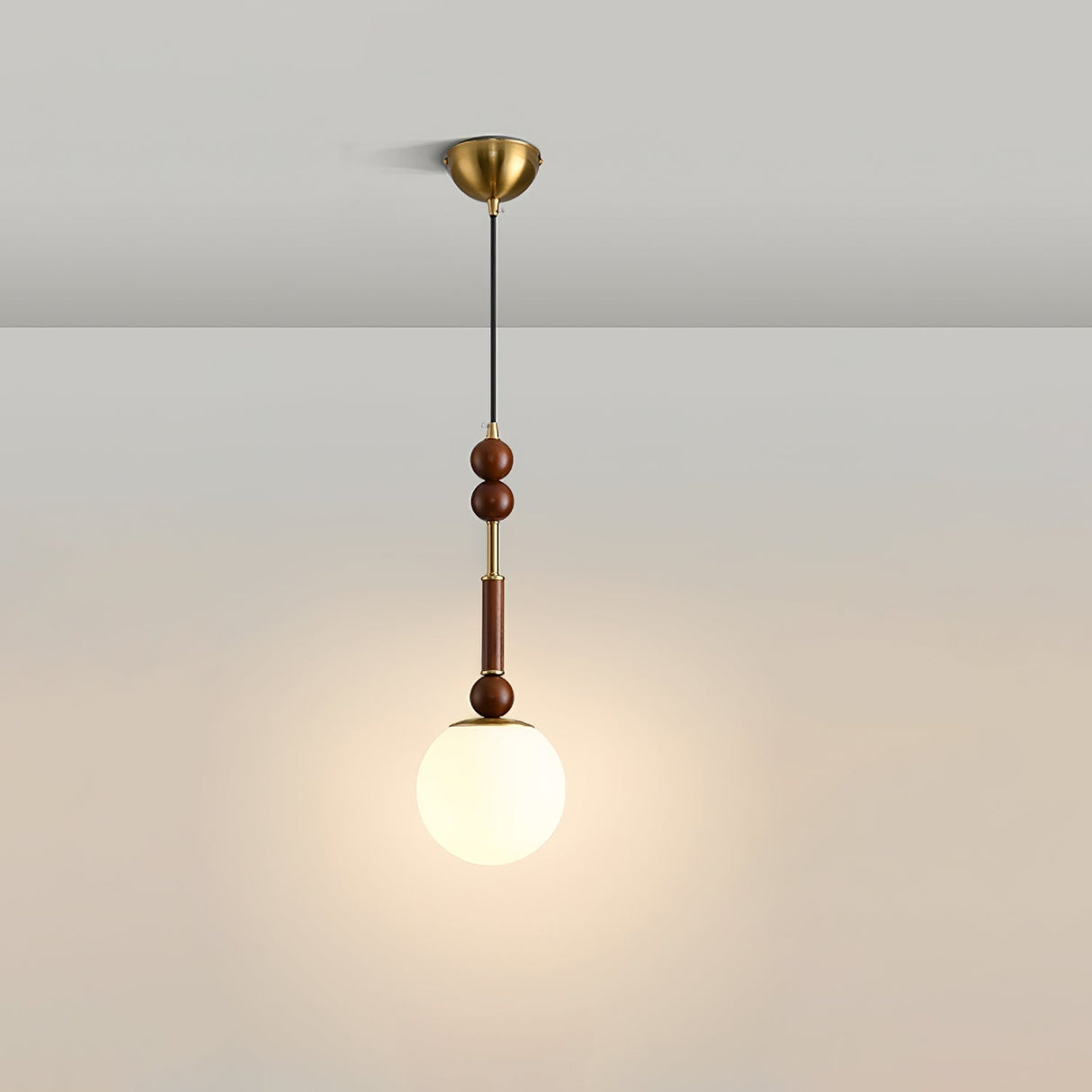 Italian Pendant Light  Wood and Glass Dome Design - Product detail 18