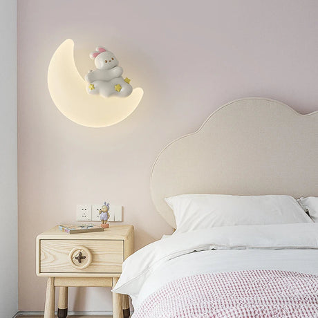 Kids Moon Wall Light  Charming Bear Design - Product showcase
