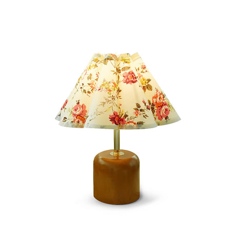 Vintage Table Lamp  Floral Fabric Shade With Wooden Base - Product detail 13