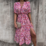 Floral Summer Maxi Dress  V-Neck Split Design - Product detail 4