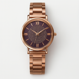 Rose Gold Watch  Crystal Embellished Purple Dial - Product showcase
