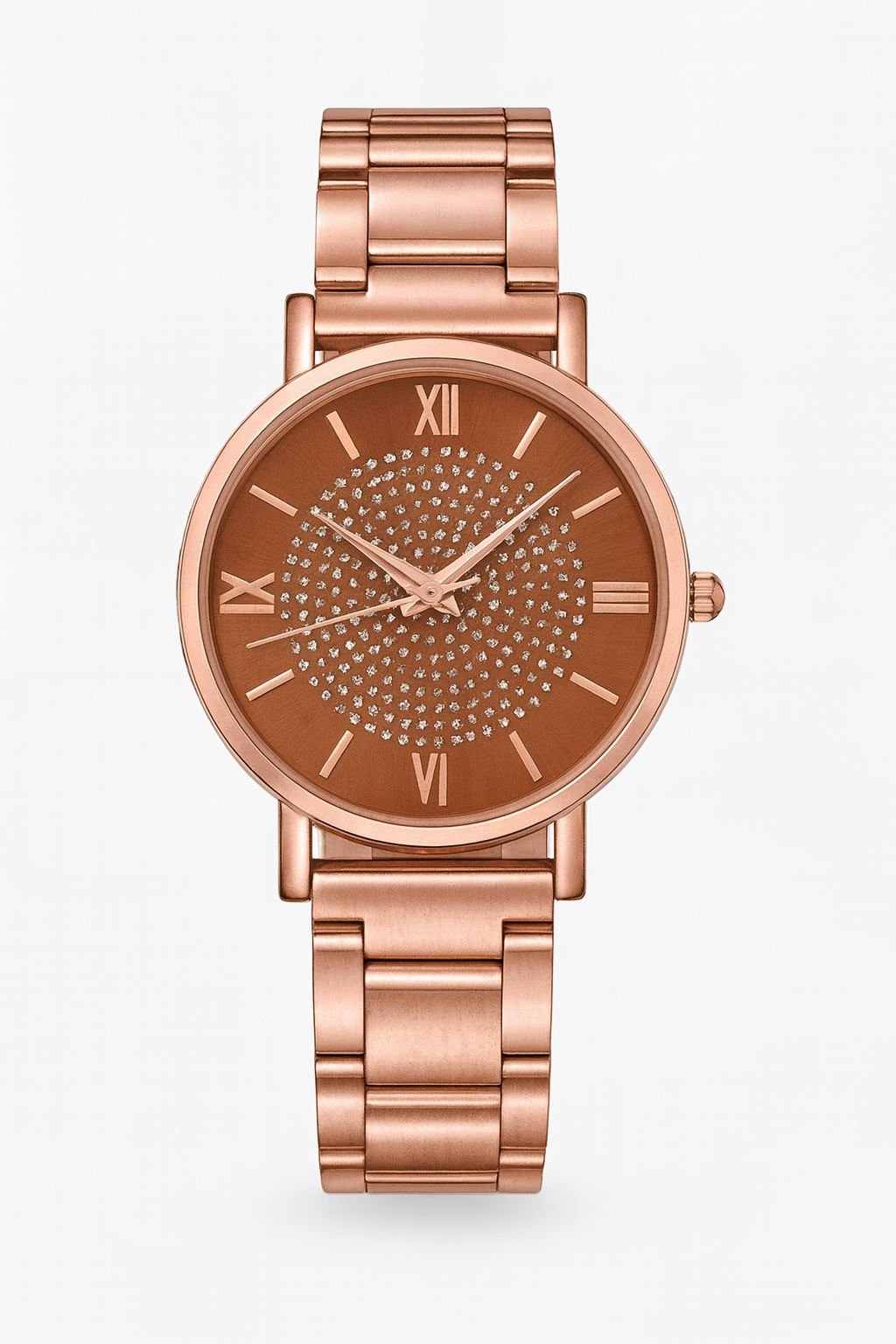 Rose Gold Womens Watch  Crystal Dial Roman Numerals - Product example