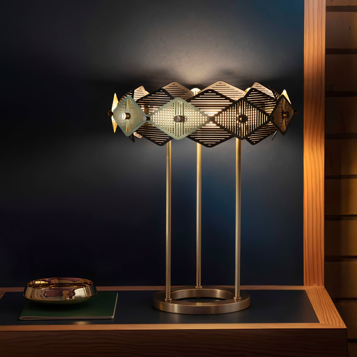 Modern Table Lamp  Gold Diamond Metal Shade Design - Product example