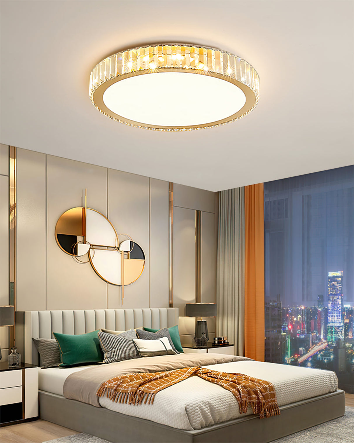 Crystal Ceiling Light  Round LED Chandelier with Gold Finish - Product detail 8