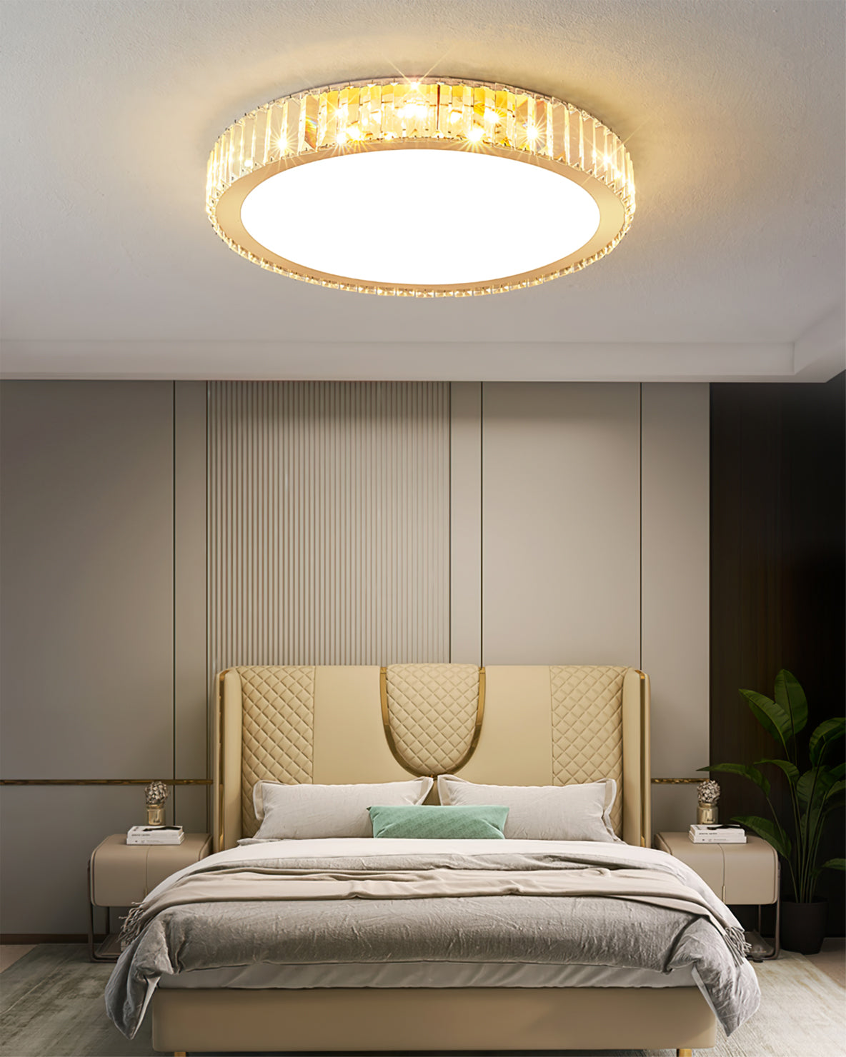 Crystal Ceiling Light  Round LED Chandelier with Gold Finish - Product detail 9