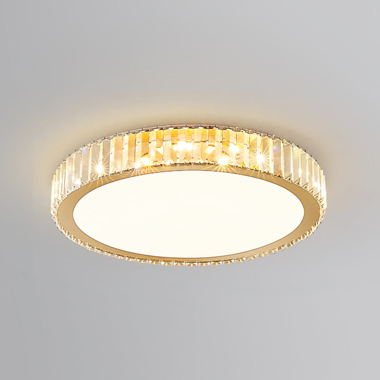 Crystal Ceiling Light  Round LED Chandelier with Gold Finish - Detailed view