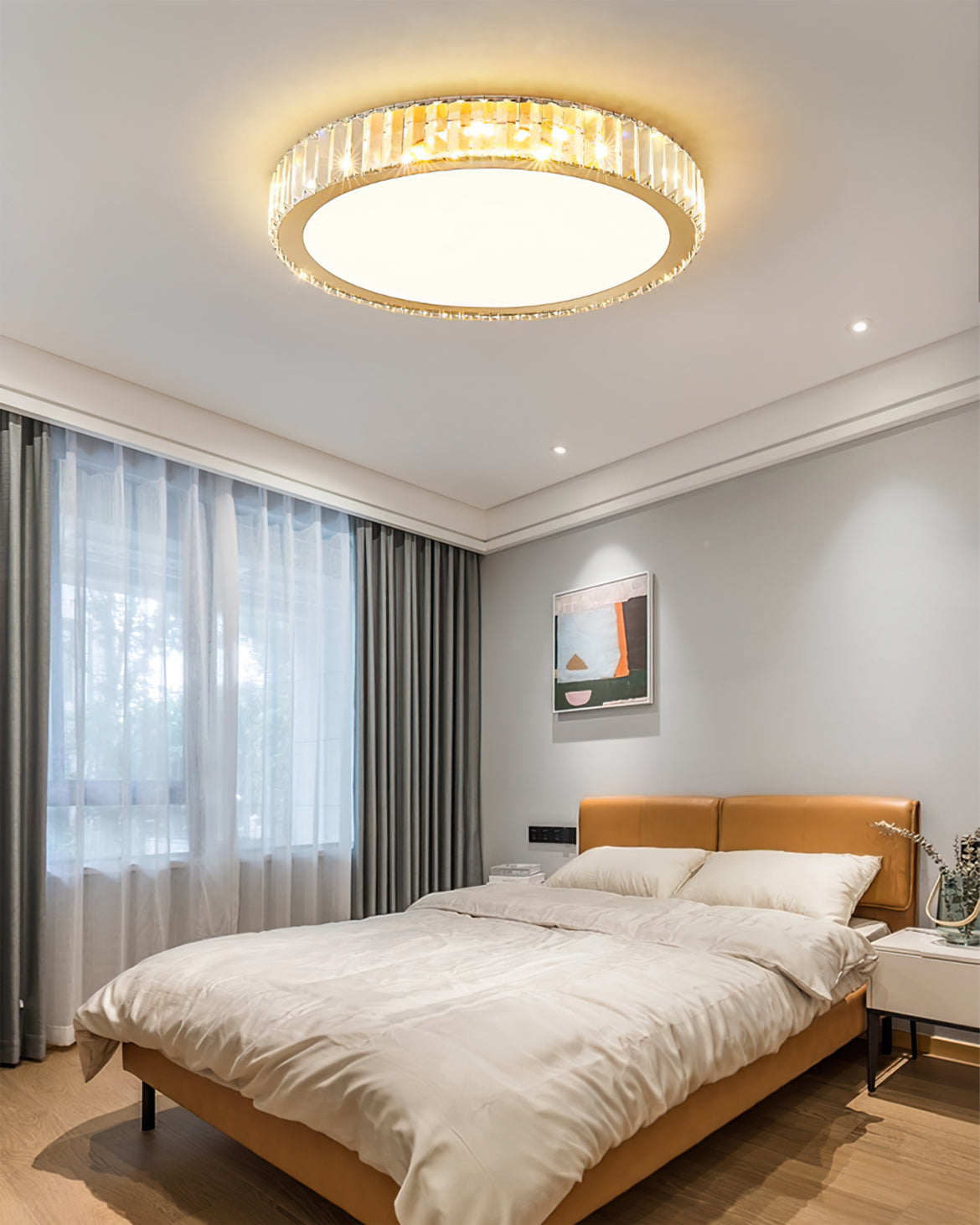 Crystal Ceiling Light  Round LED Chandelier with Gold Finish - Product detail 6