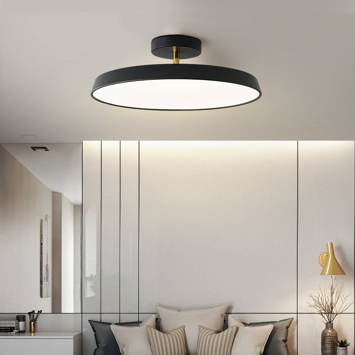 Modern LED Ceiling Light  Round Slim Panel Design - Detailed view