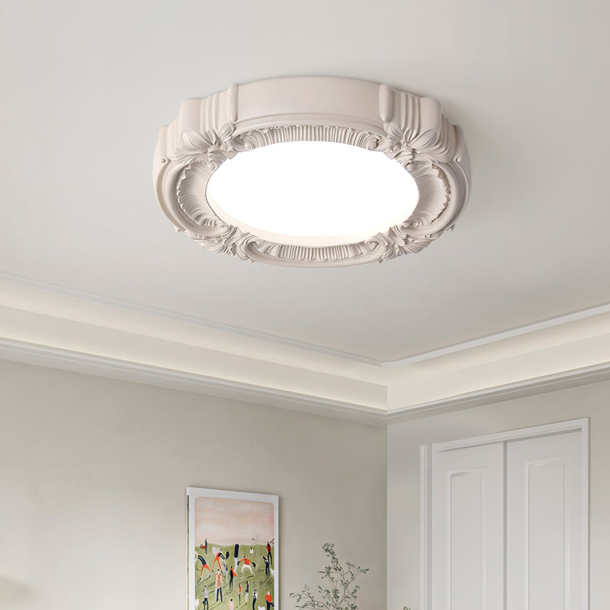 Victorian Ceiling Frame  Ornate Floral Relief Design - Detailed view