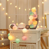 Cotton Ball String Lights  Colorful LED Garland - Detailed view