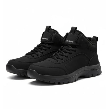 Waterproof Winter Boots Men  Black Plush Lined Ankle High - Product showcase