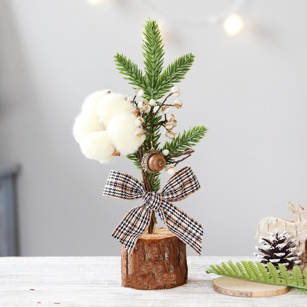 Mini Christmas Tree Set  Rustic Tabletop Holiday Decorations - Detailed view