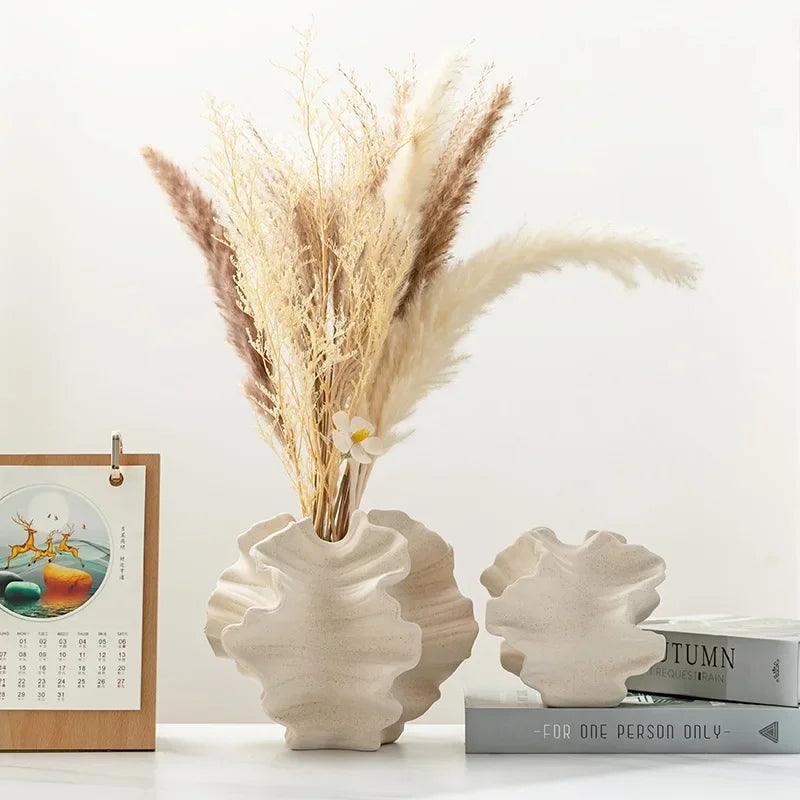 Modern Ceramic Wave Vase  Geometric Ripple Design - Product detail 7