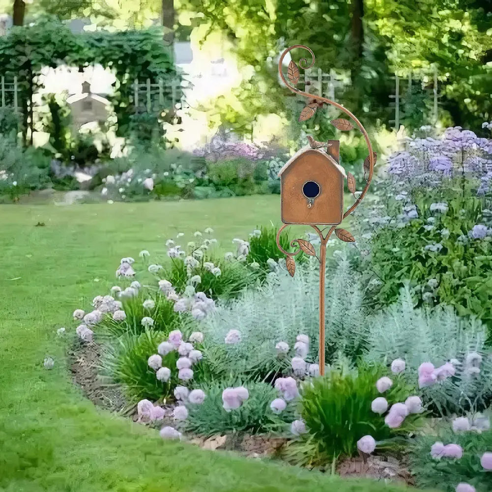 Copper Garden Birdhouse  Dual Entry Metal Bird House with Decorative Leaf Design - Product detail 6